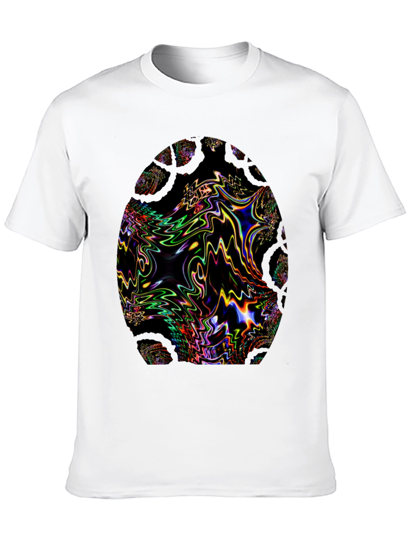 Psychedelic Fractal Egg Graphic Black T-Shirt