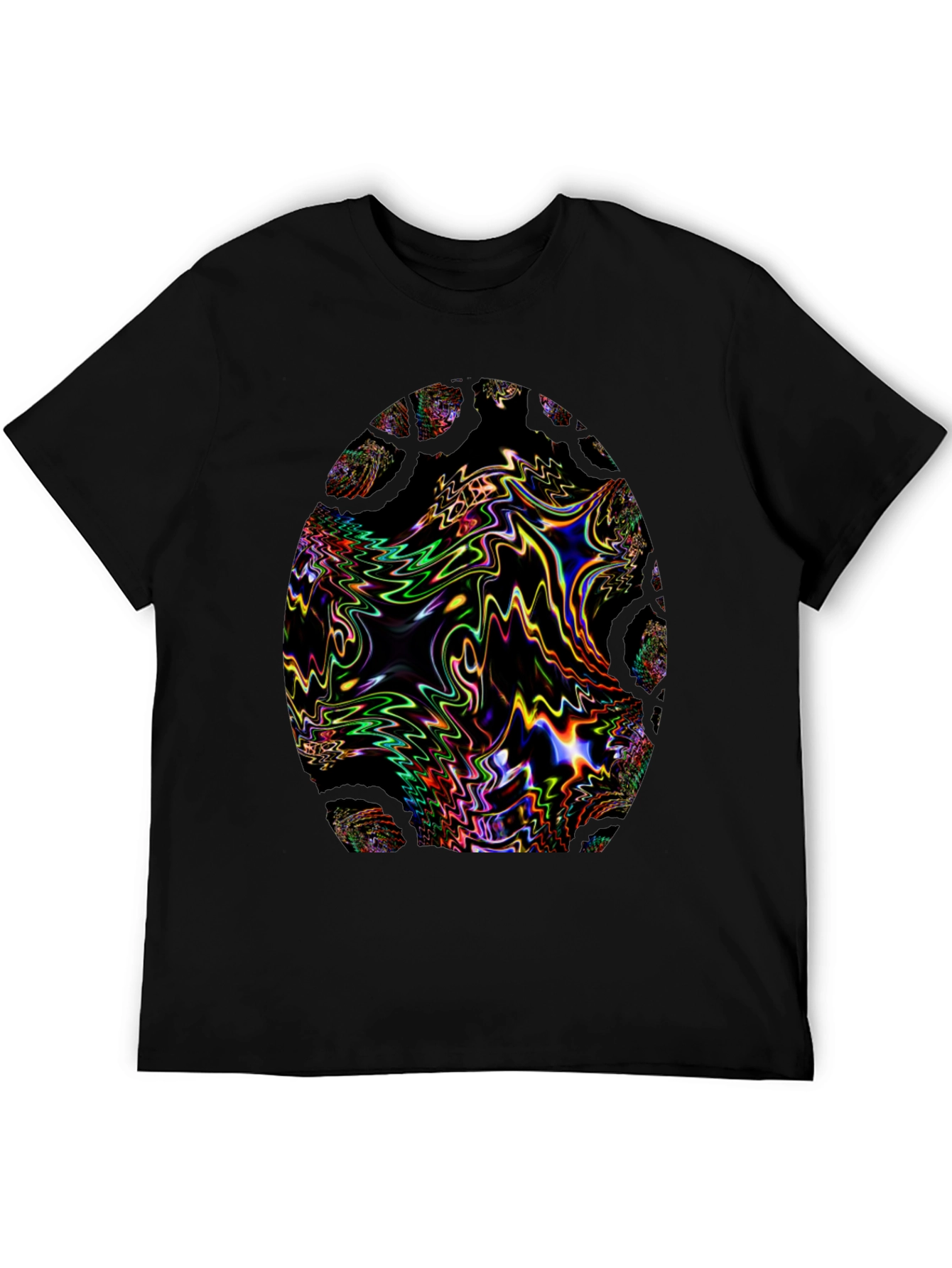 Psychedelic Fractal Egg Graphic Black T-Shirt
