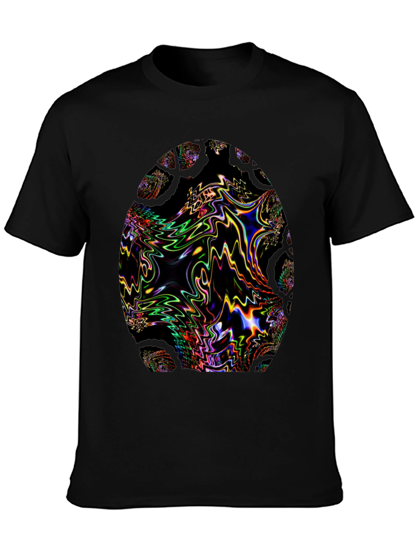 Psychedelic Fractal Egg Graphic Black T-Shirt