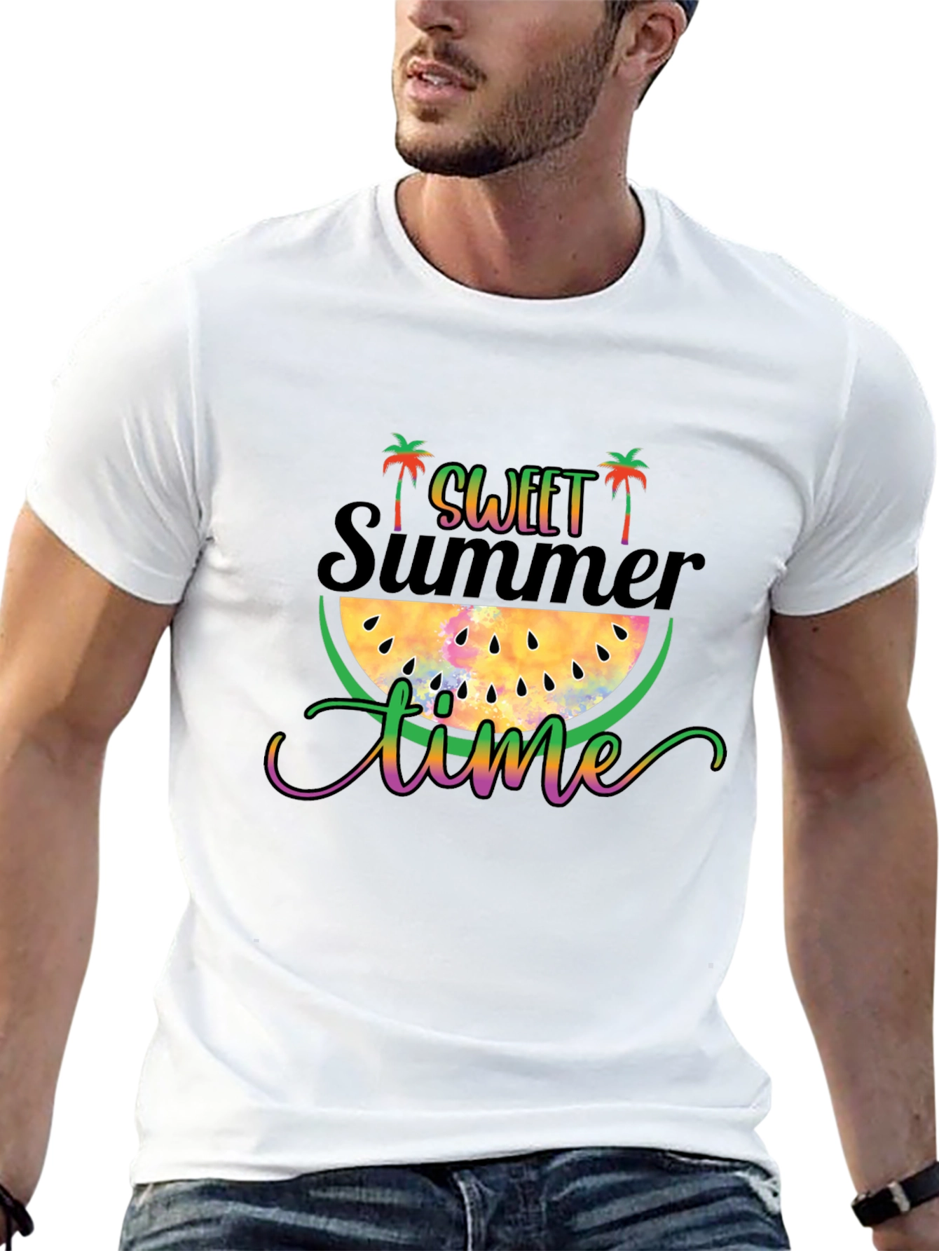Sweet Summer Time Black Graphic T-Shirt