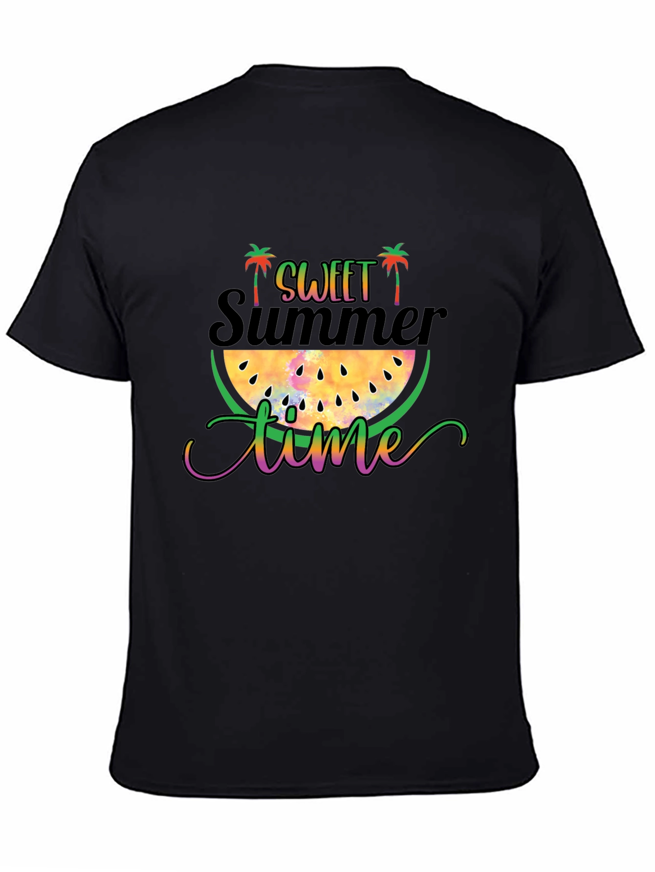 Sweet Summer Time Black Graphic T-Shirt