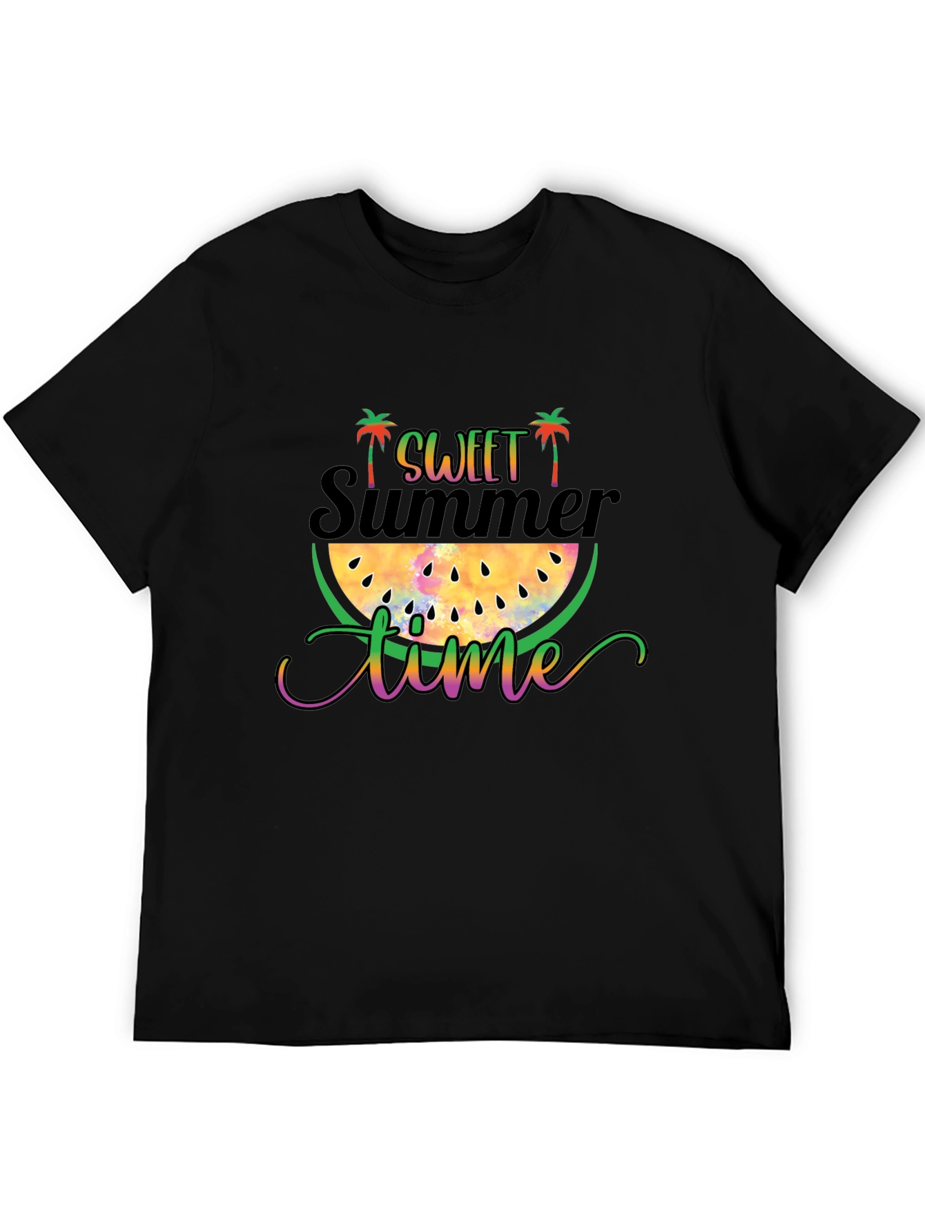 Sweet Summer Time Black Graphic T-Shirt