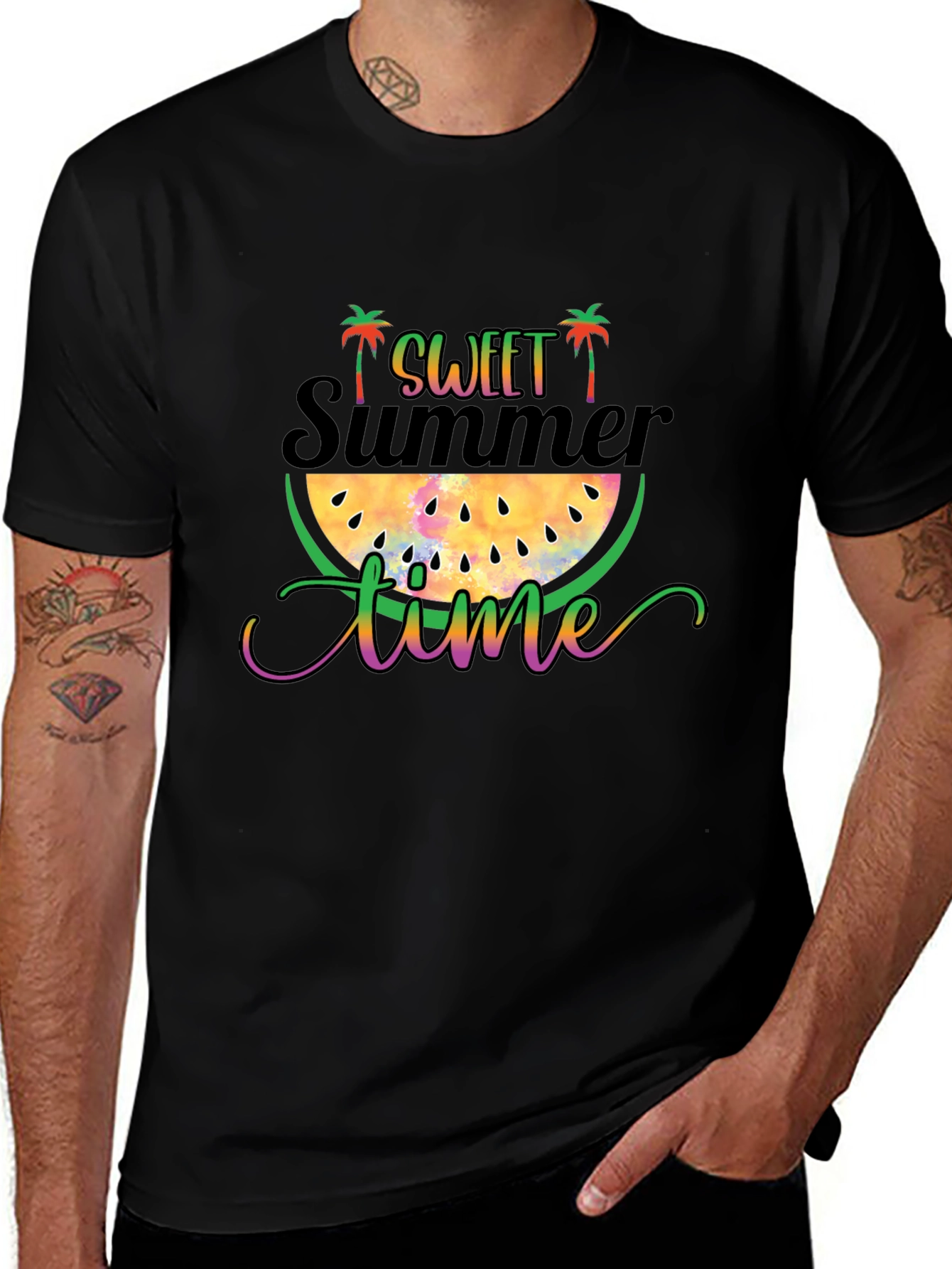 Sweet Summer Time Black Graphic T-Shirt