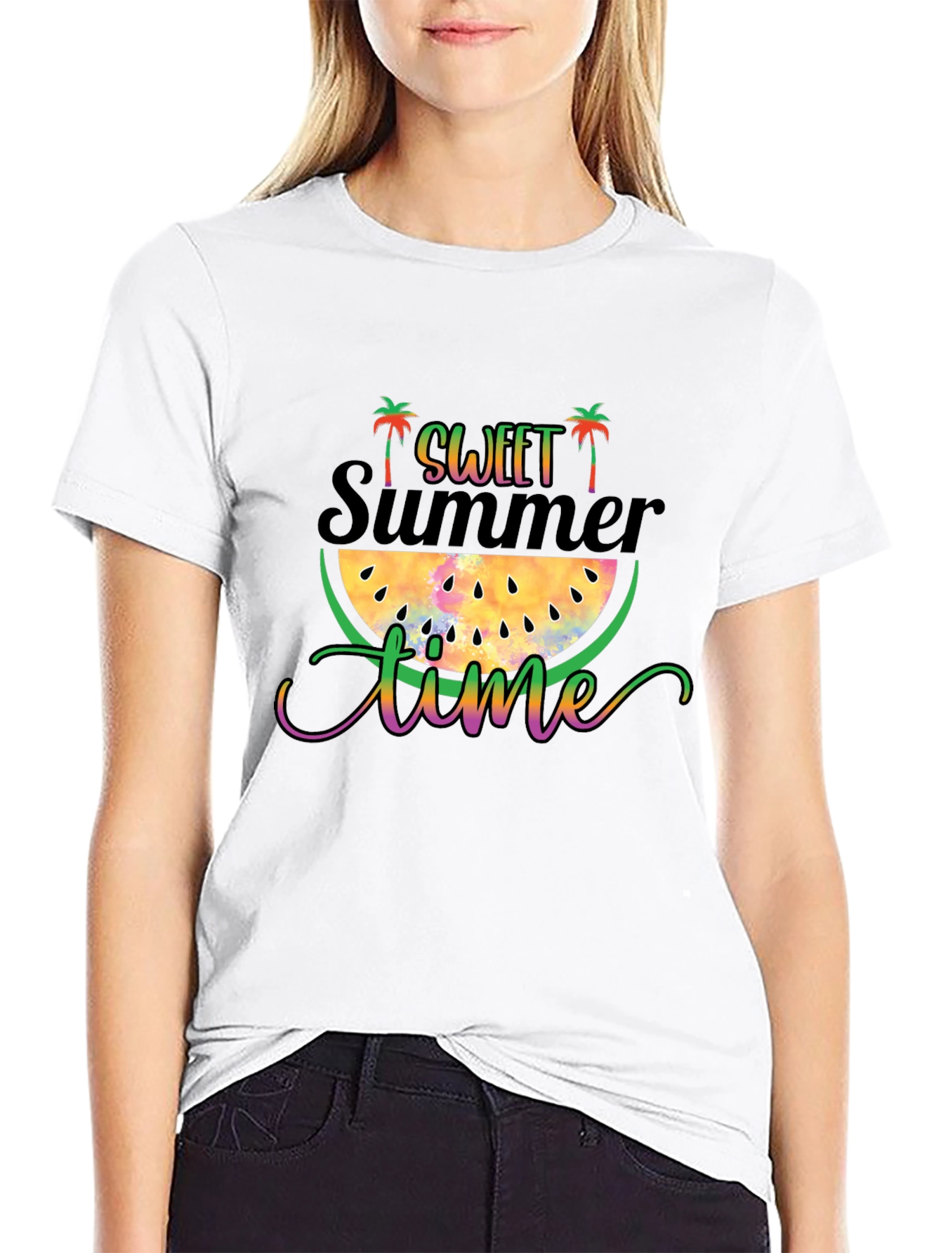 Sweet Summer Time Black Graphic T-Shirt
