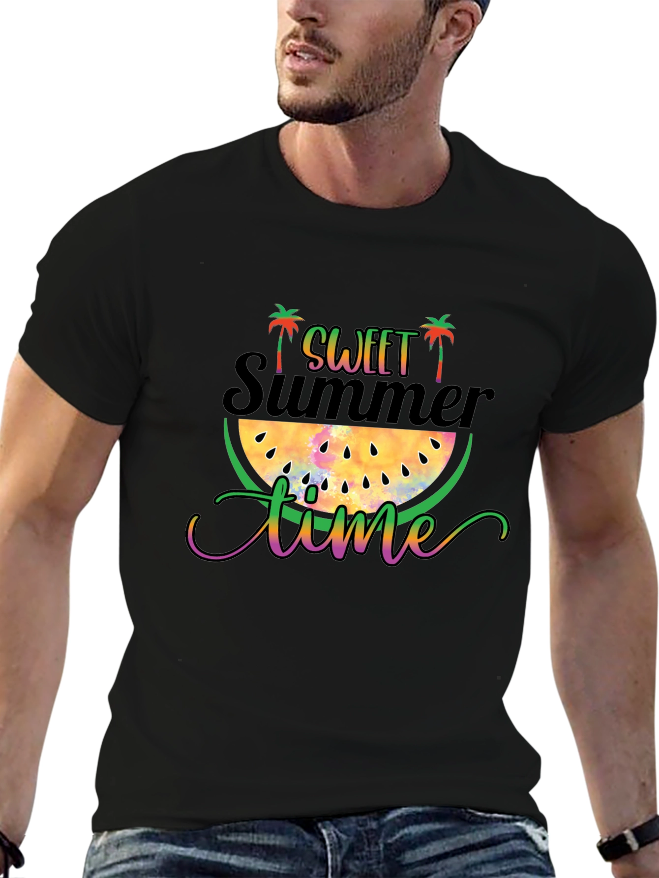 Sweet Summer Time Black Graphic T-Shirt