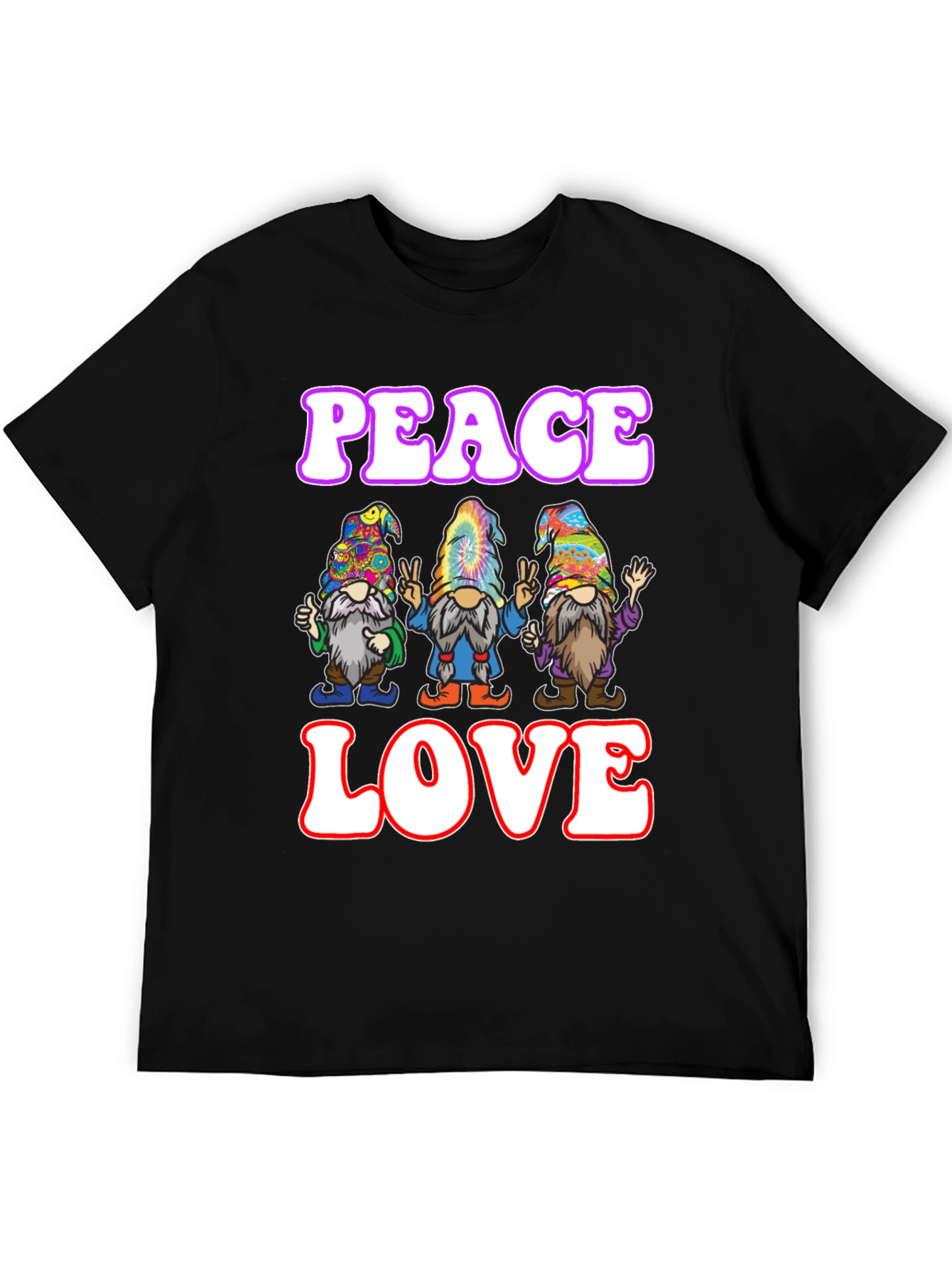 Peace Love Gnome T-Shirt - Groovy Hippie Style