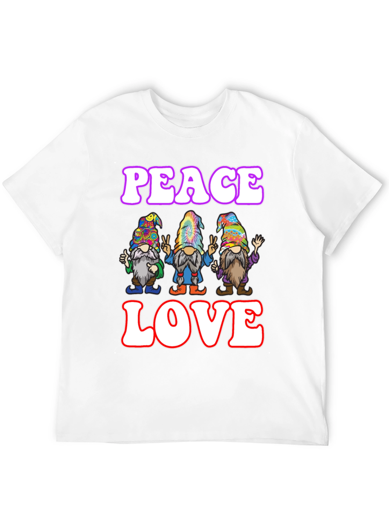 Peace Love Gnome T-Shirt - Groovy Hippie Style