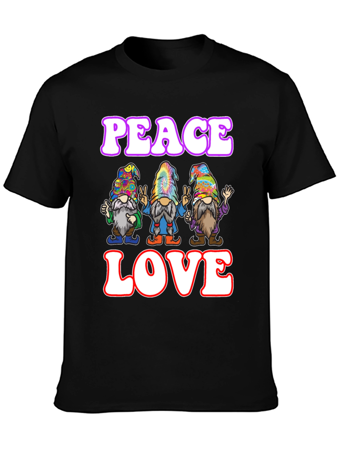 Peace Love Gnome T-Shirt - Groovy Hippie Style