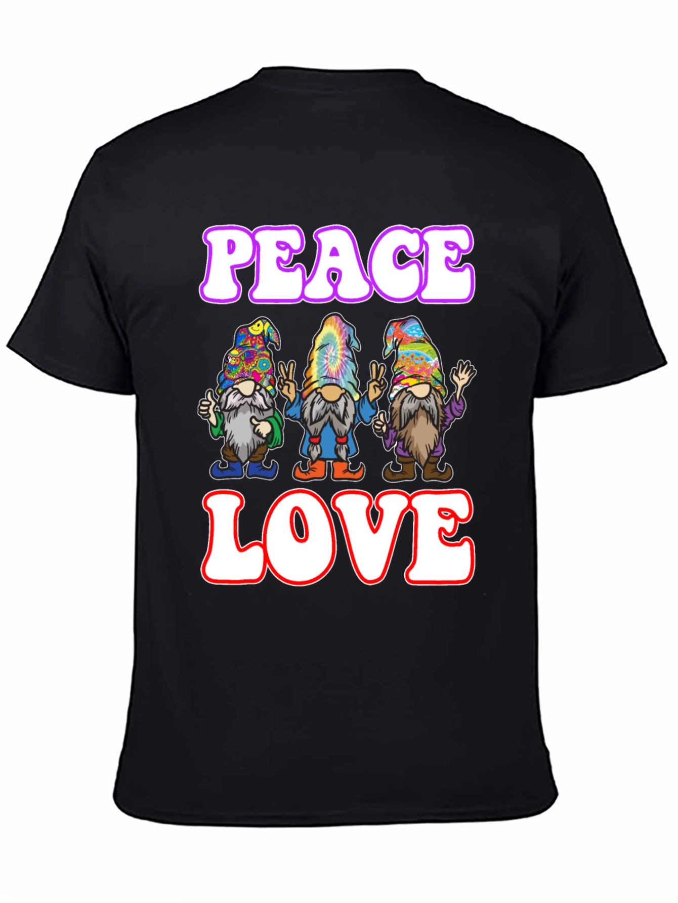 Peace Love Gnome T-Shirt - Groovy Hippie Style