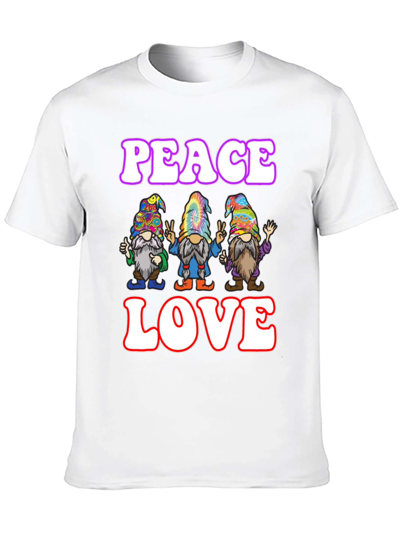 Peace Love Gnome T-Shirt - Groovy Hippie Style