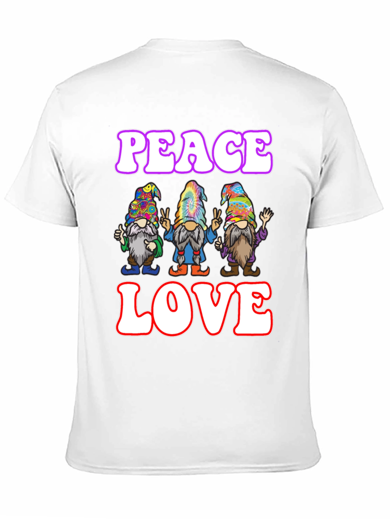 Peace Love Gnome T-Shirt - Groovy Hippie Style