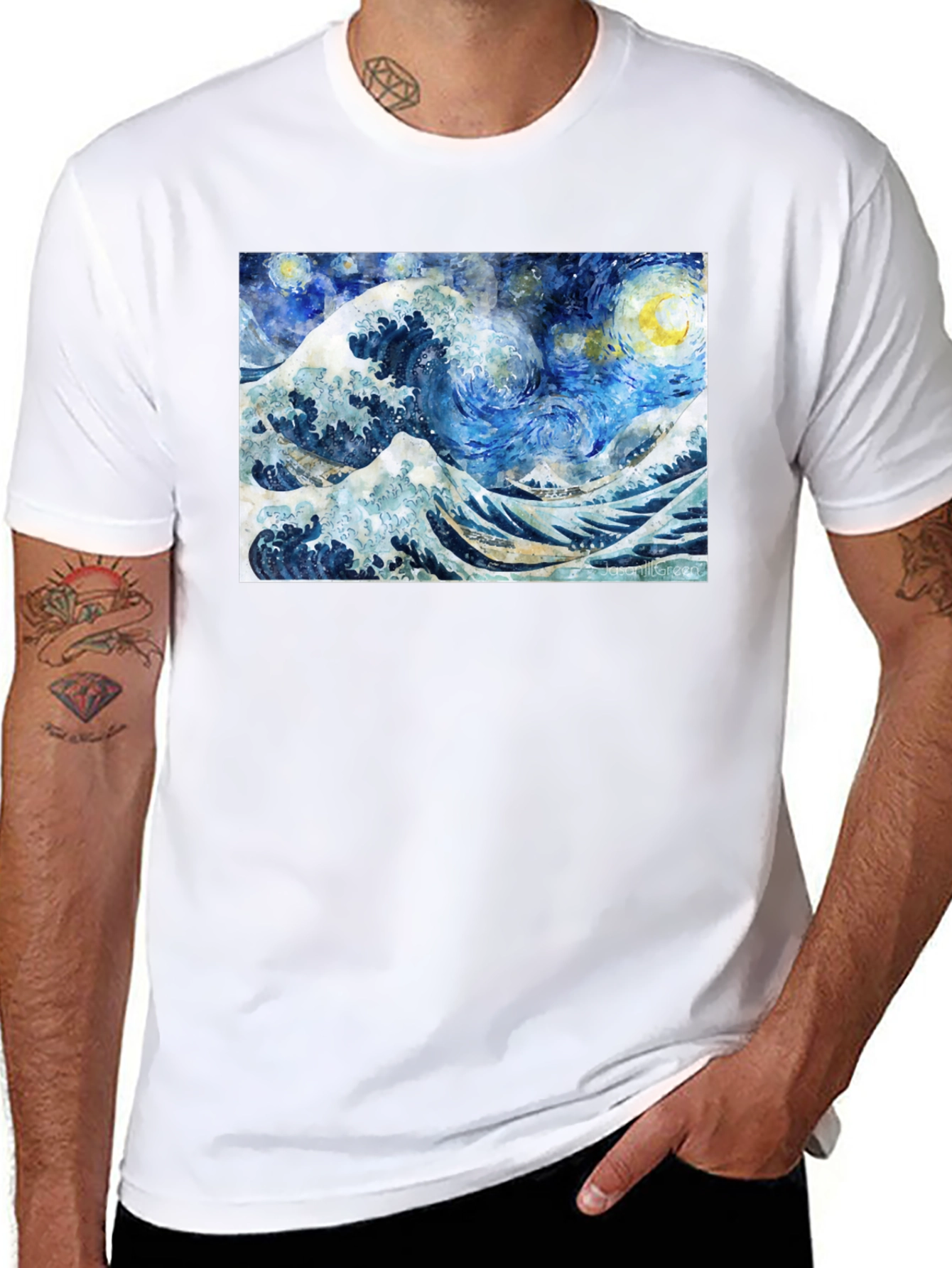 Starry Wave T-Shirt - Artistic Black Tee