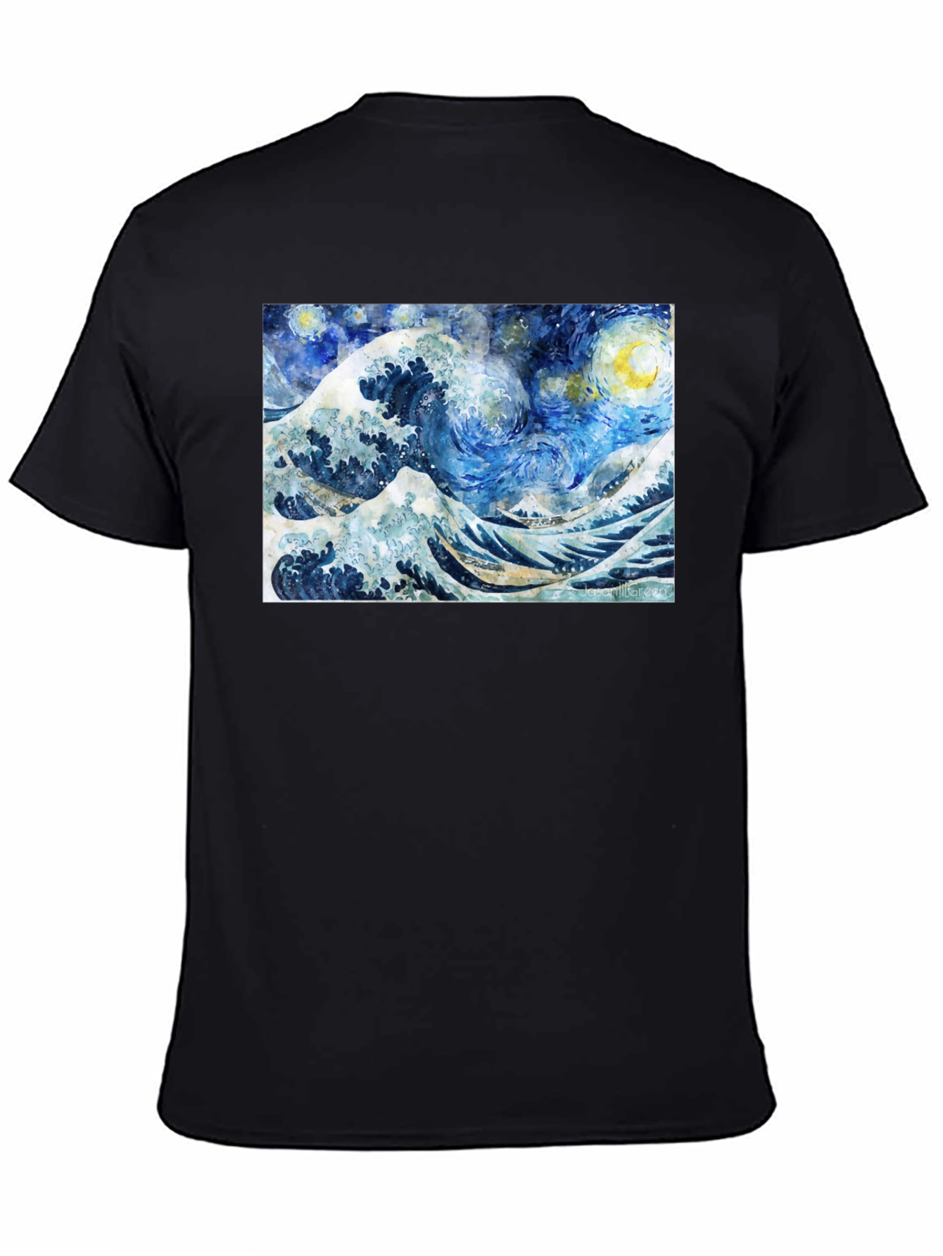 Starry Wave T-Shirt - Artistic Black Tee