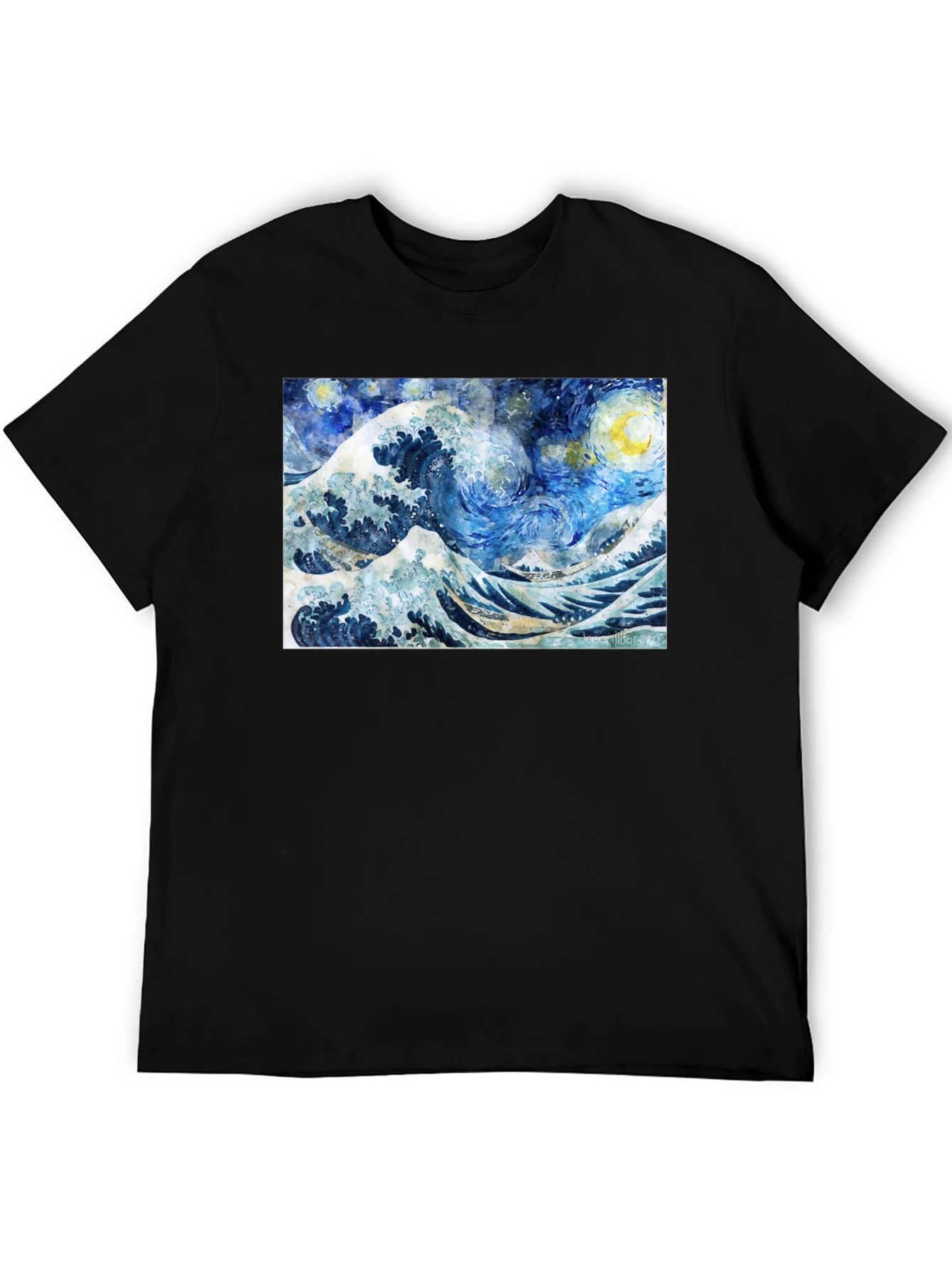 Starry Wave T-Shirt - Artistic Black Tee