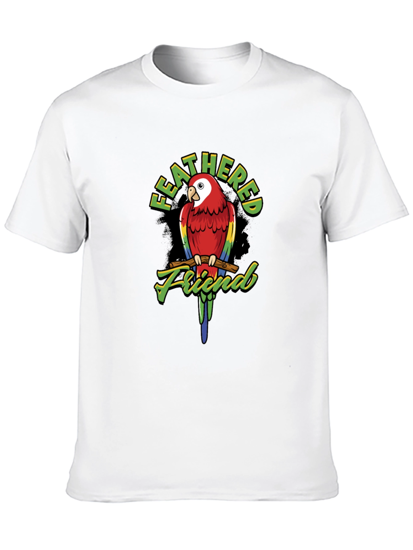 Feathered Friend Parrot Graphic T-Shirt - Black