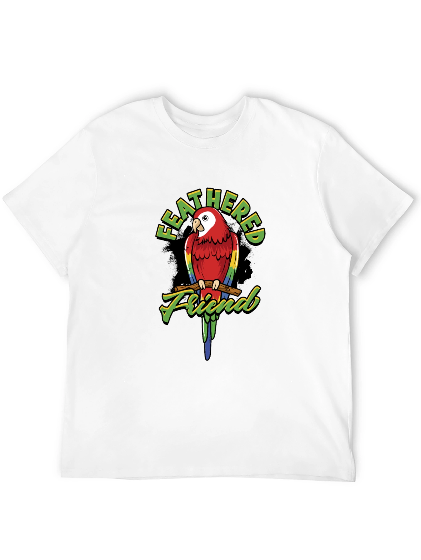 Feathered Friend Parrot Graphic T-Shirt - Black