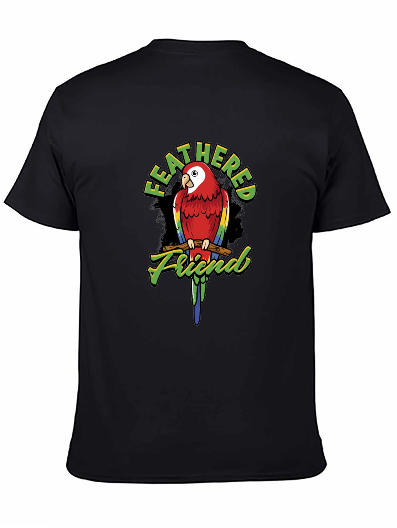 Feathered Friend Parrot Graphic T-Shirt - Black