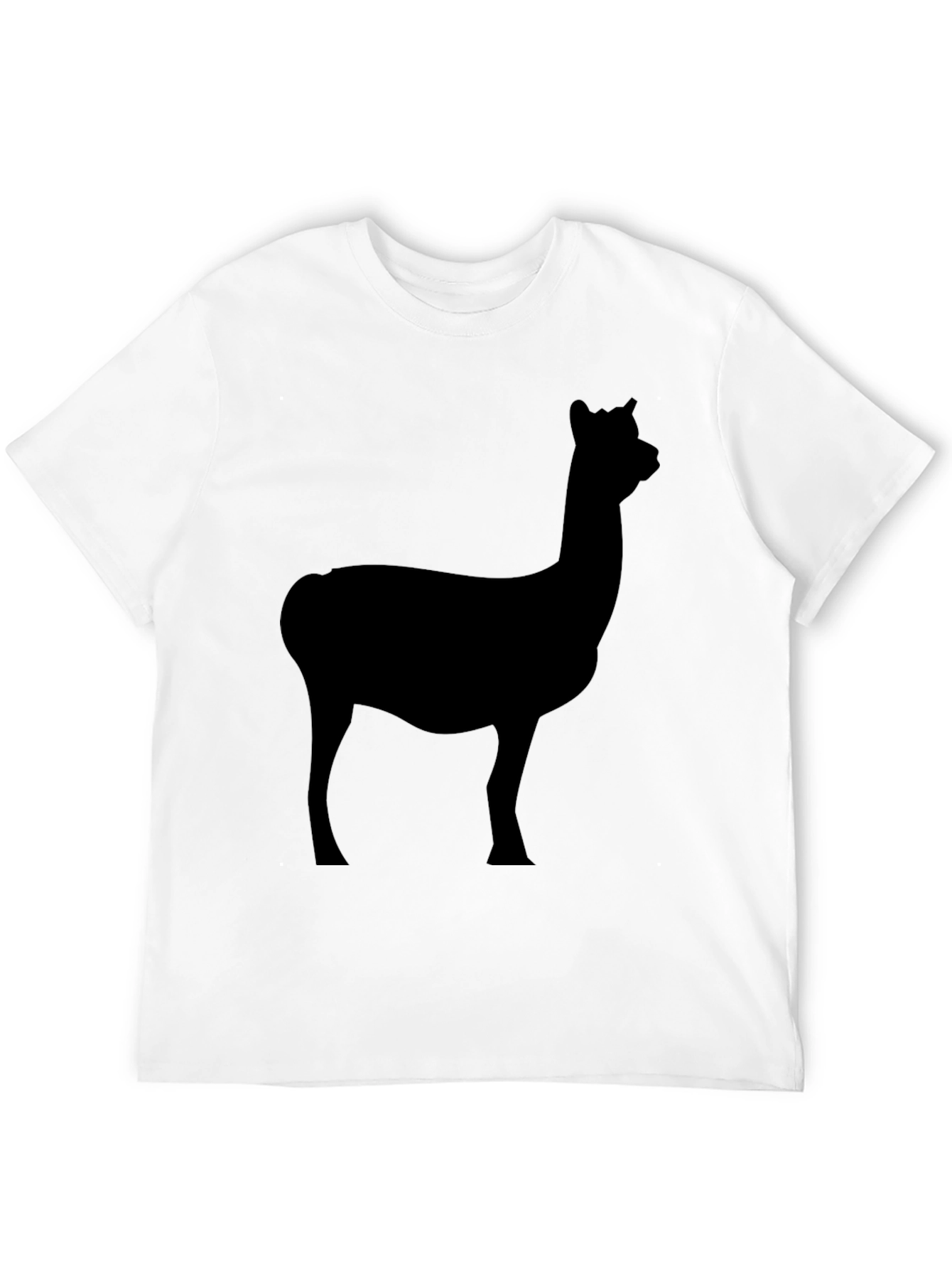 Mens Black T-Shirt with Alpaca Silhouette Graphic