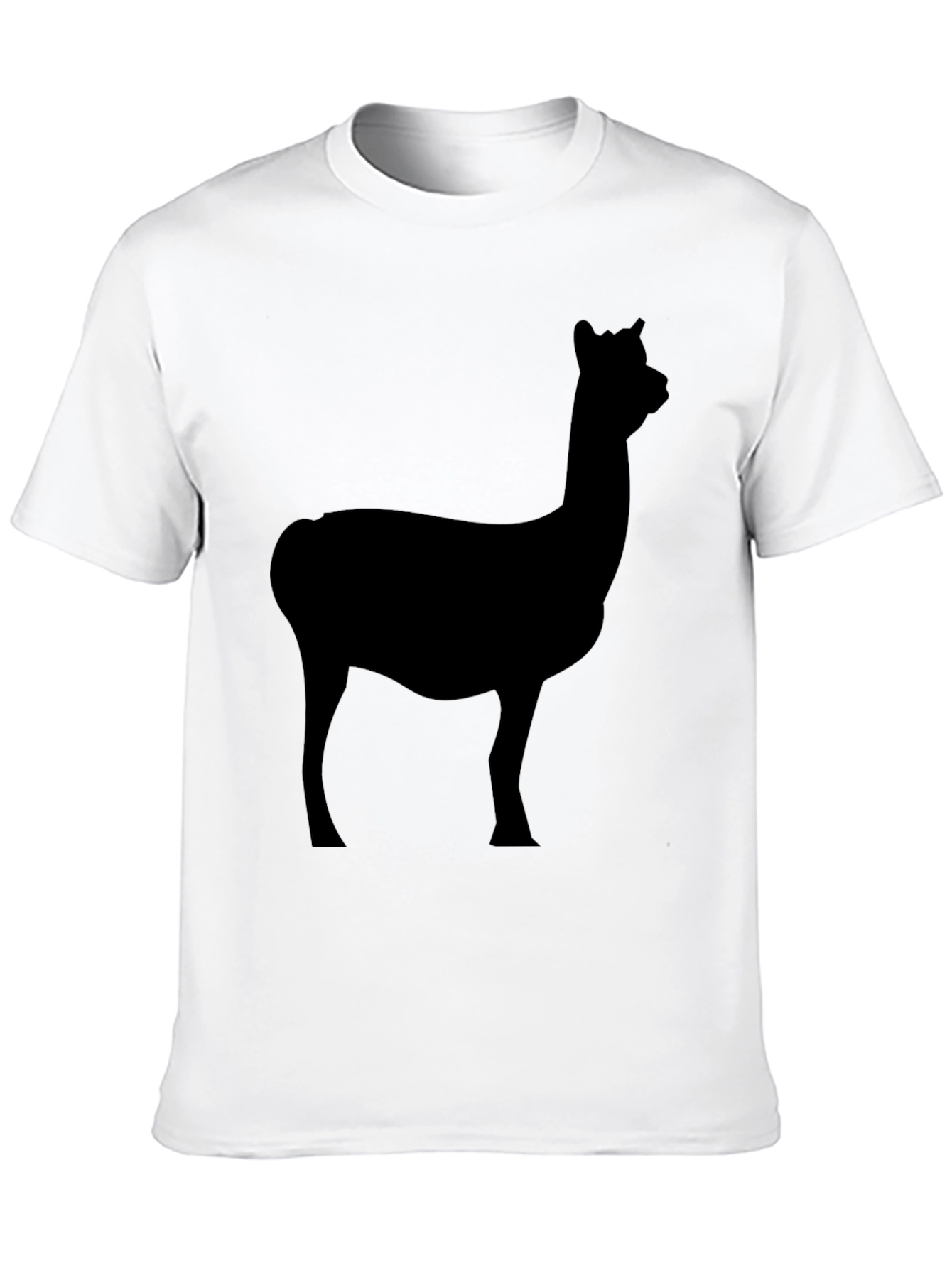 Mens Black T-Shirt with Alpaca Silhouette Graphic