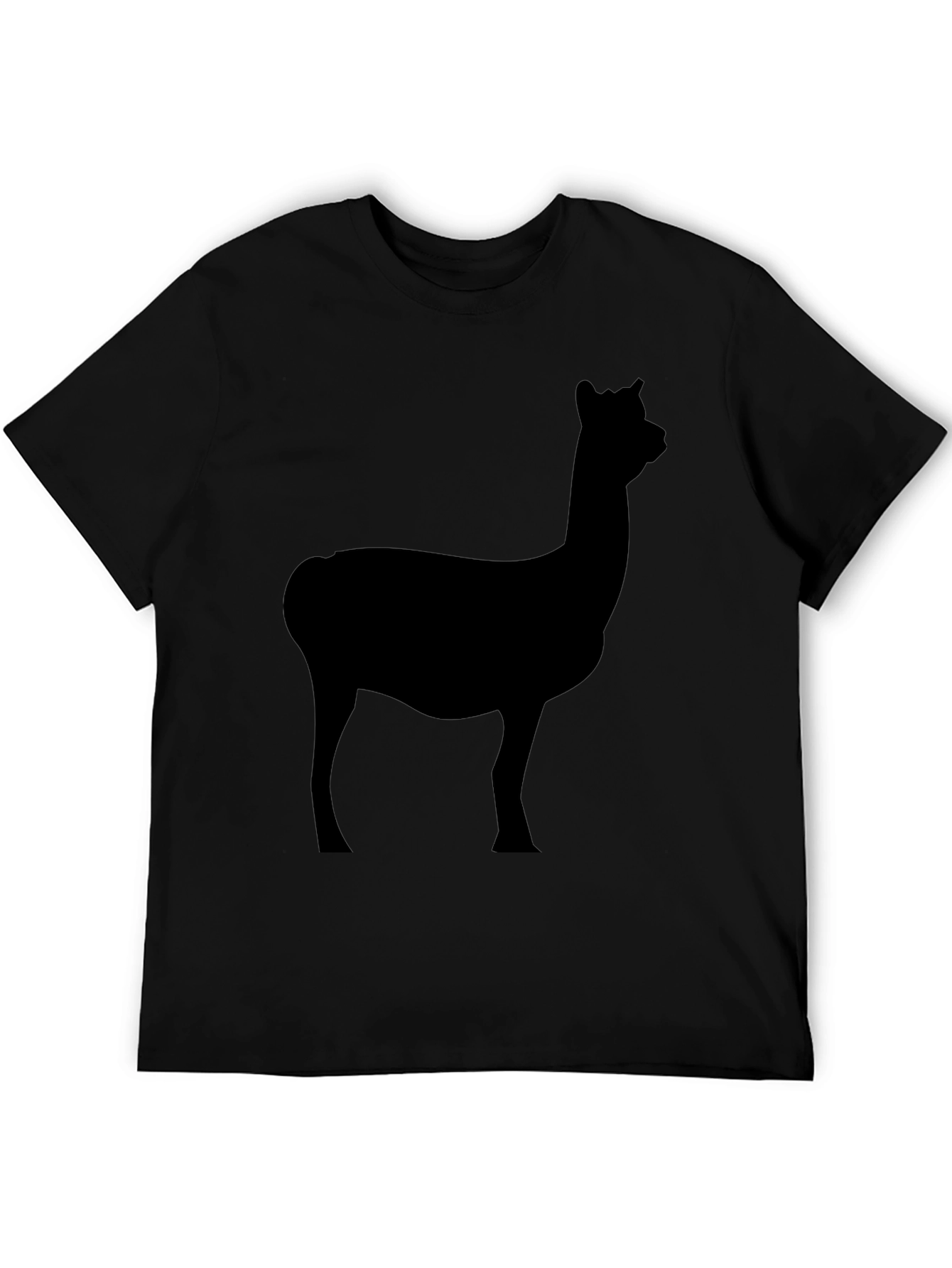 Mens Black T-Shirt with Alpaca Silhouette Graphic