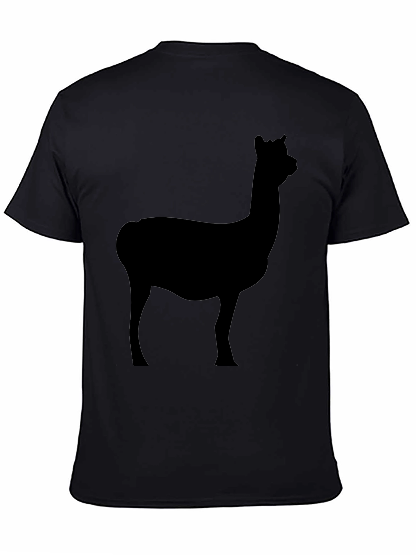 Mens Black T-Shirt with Alpaca Silhouette Graphic