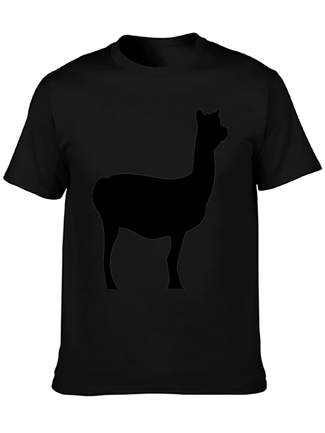 Mens Black T-Shirt with Alpaca Silhouette Graphic