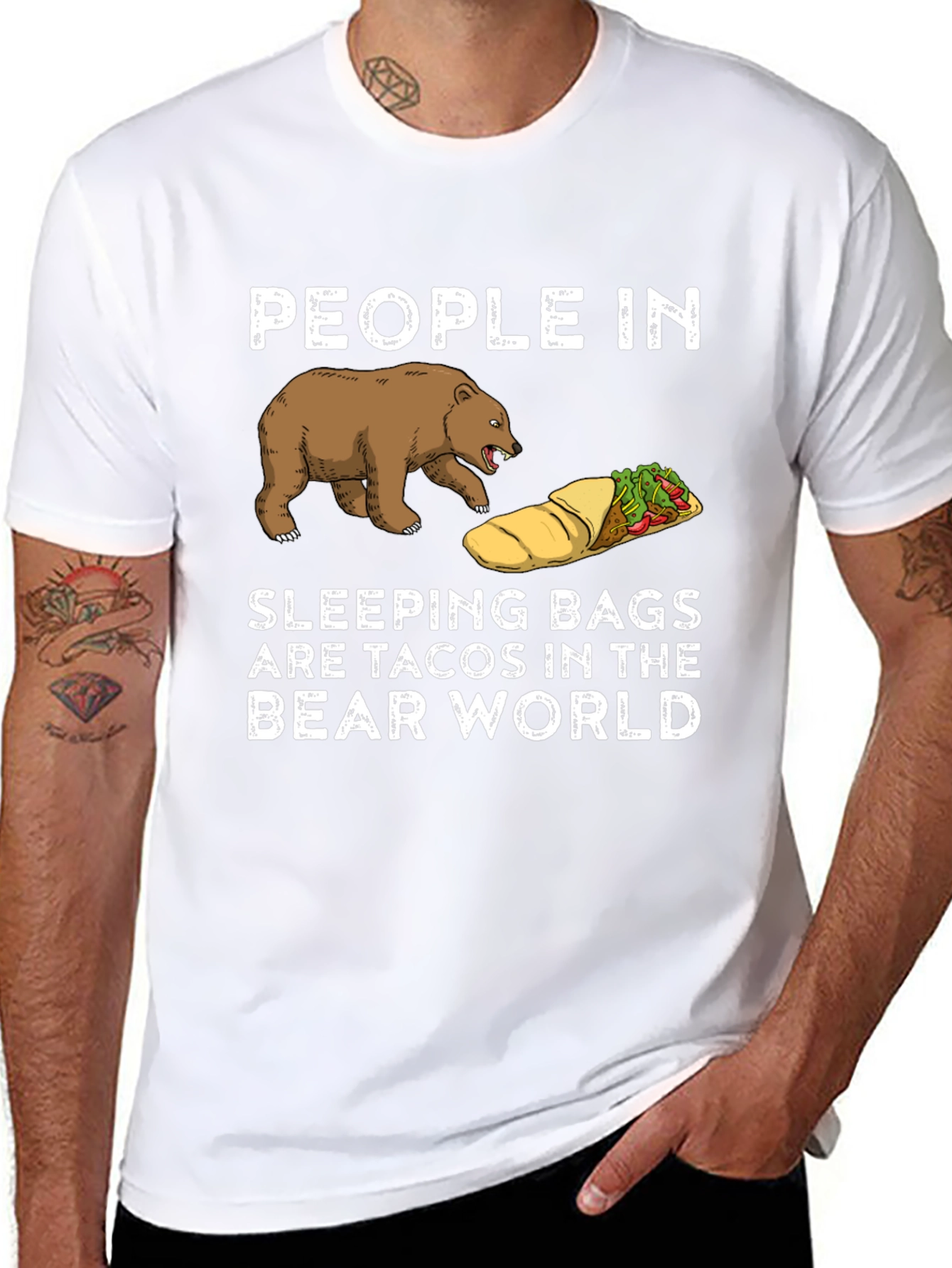 Bear World Taco Sleeping Bag Funny T-Shirt
