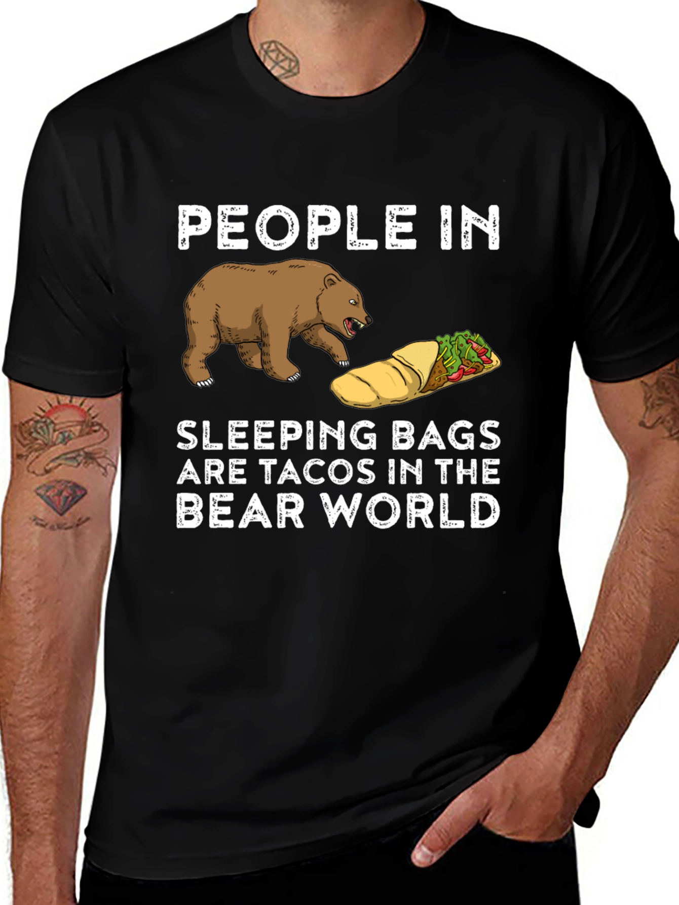 Bear World Taco Sleeping Bag Funny T-Shirt