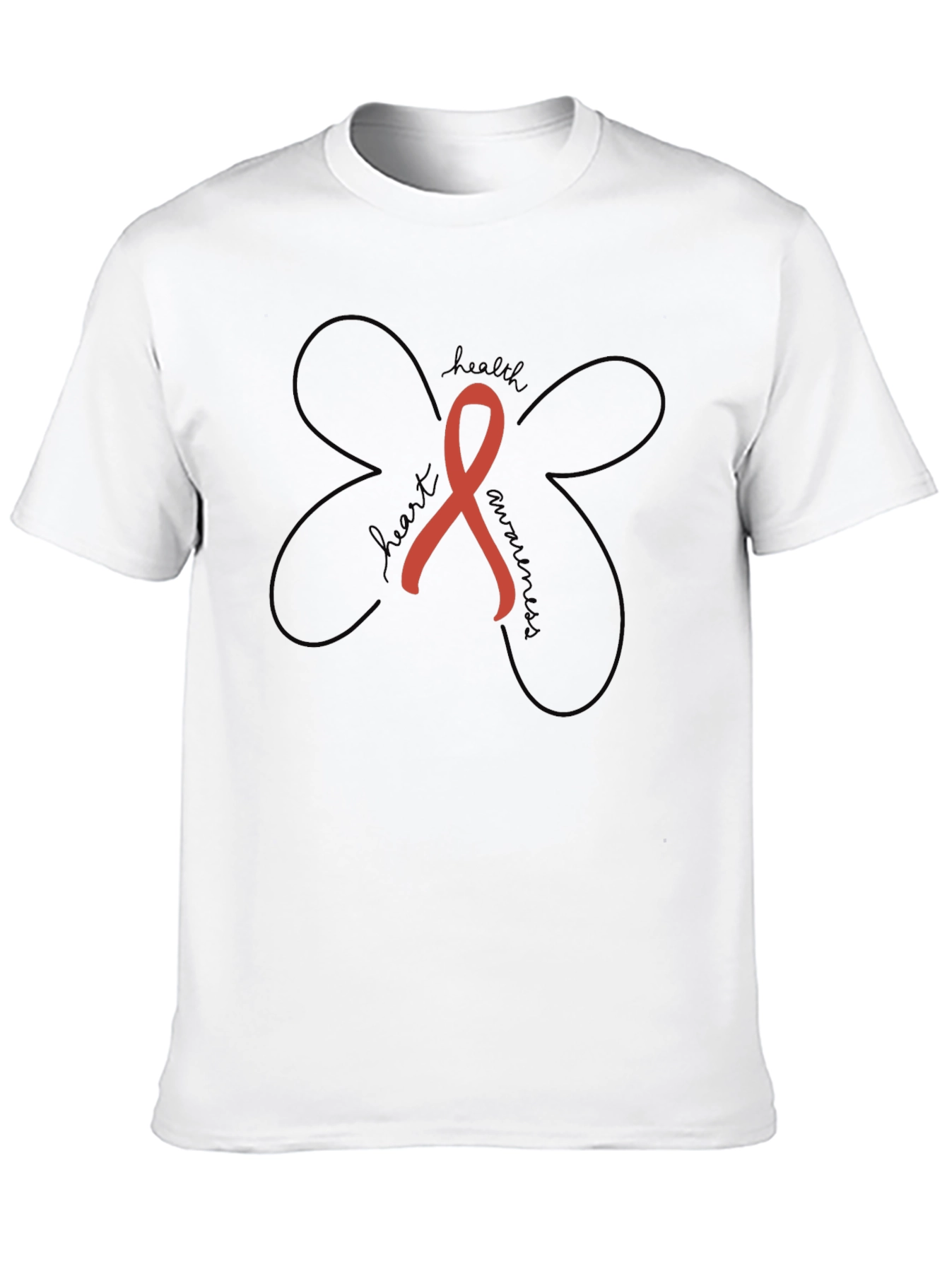Heart Health Awareness Ribbon Tee - Black