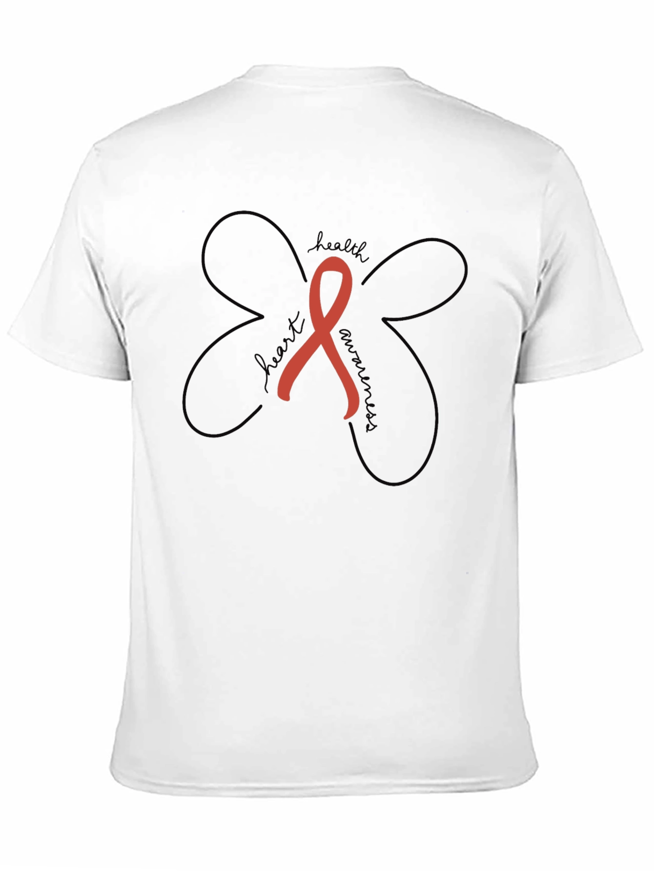 Heart Health Awareness Ribbon Tee - Black
