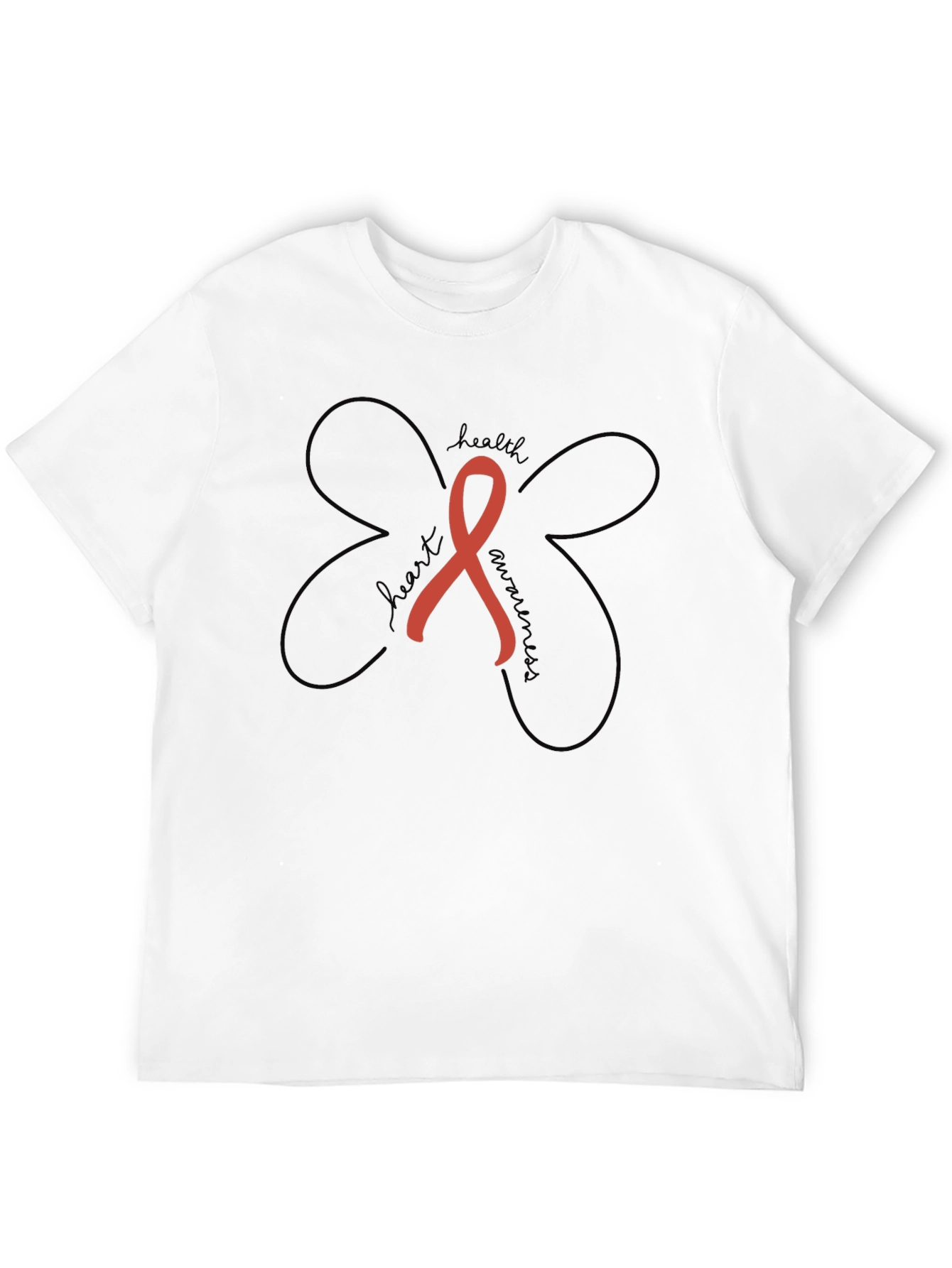 Heart Health Awareness Ribbon Tee - Black