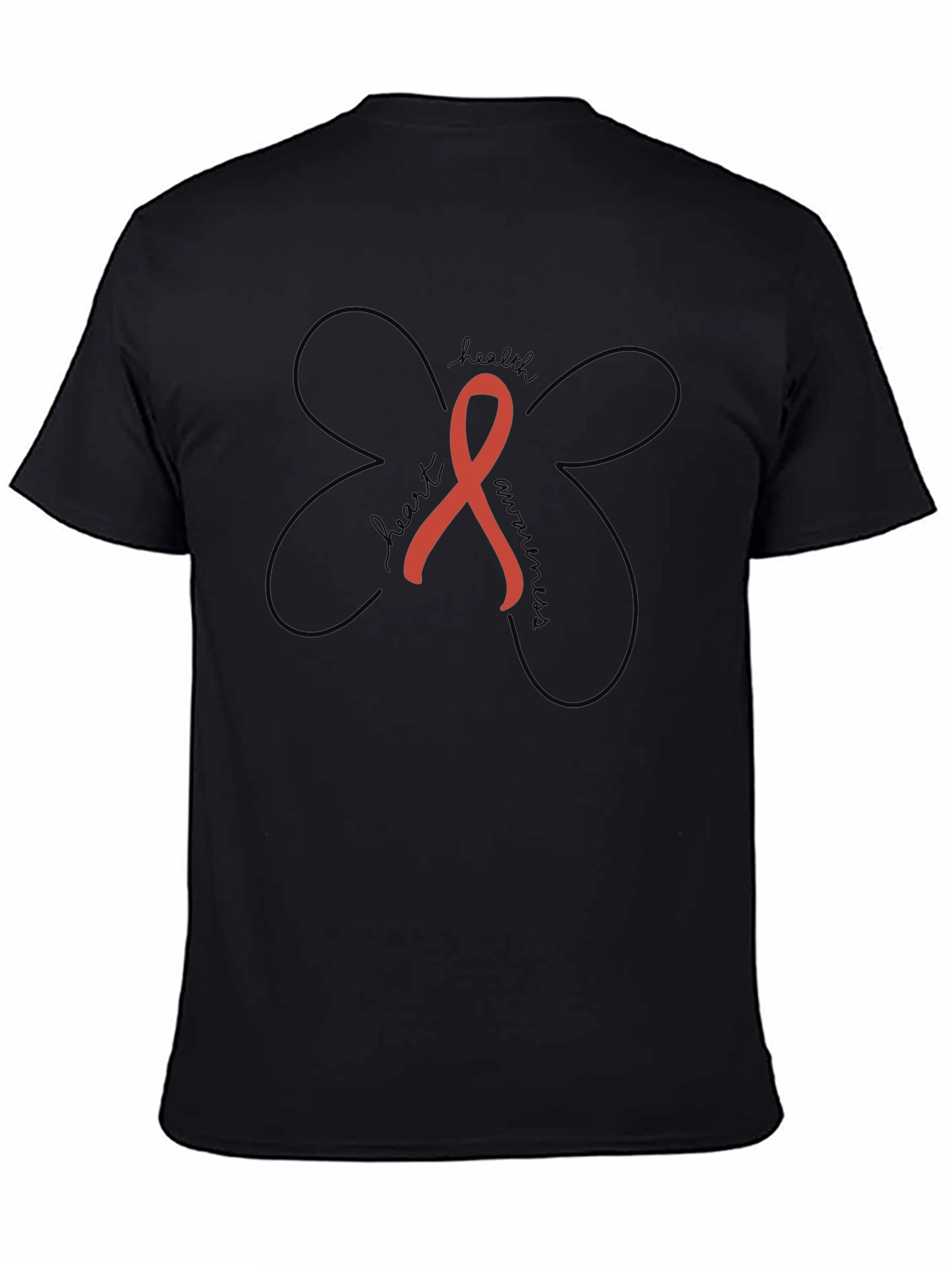 Heart Health Awareness Ribbon Tee - Black