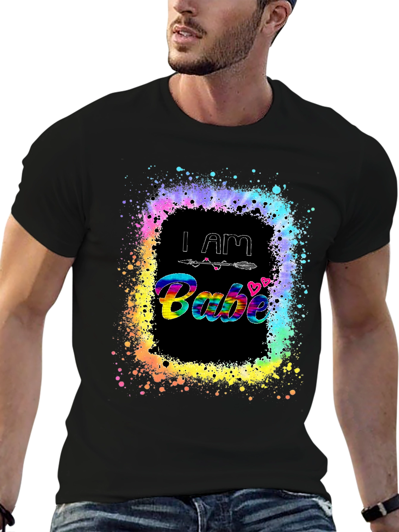 I AM Babe Tie-Dye Splatter Graphic T-Shirt