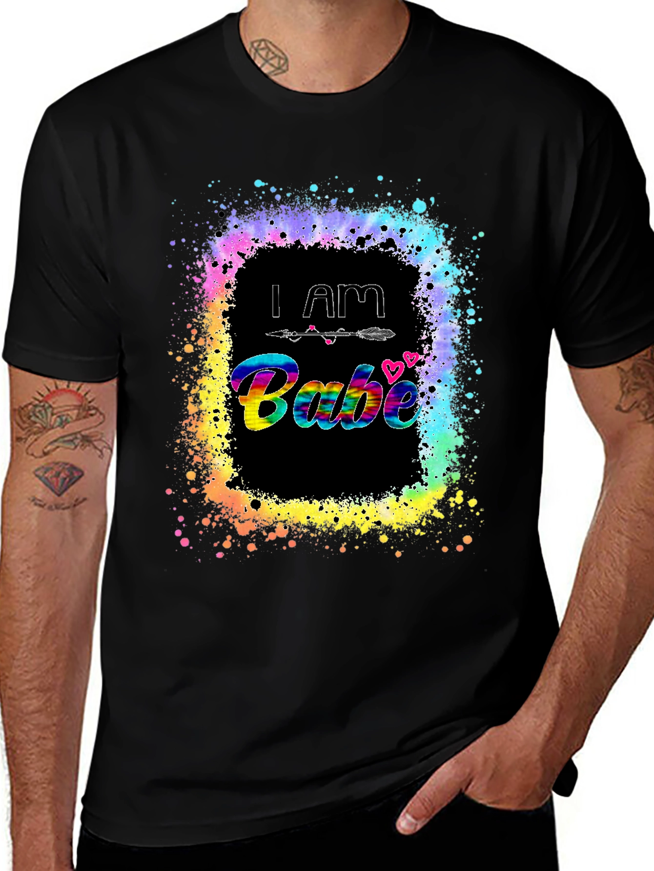 I AM Babe Tie-Dye Splatter Graphic T-Shirt