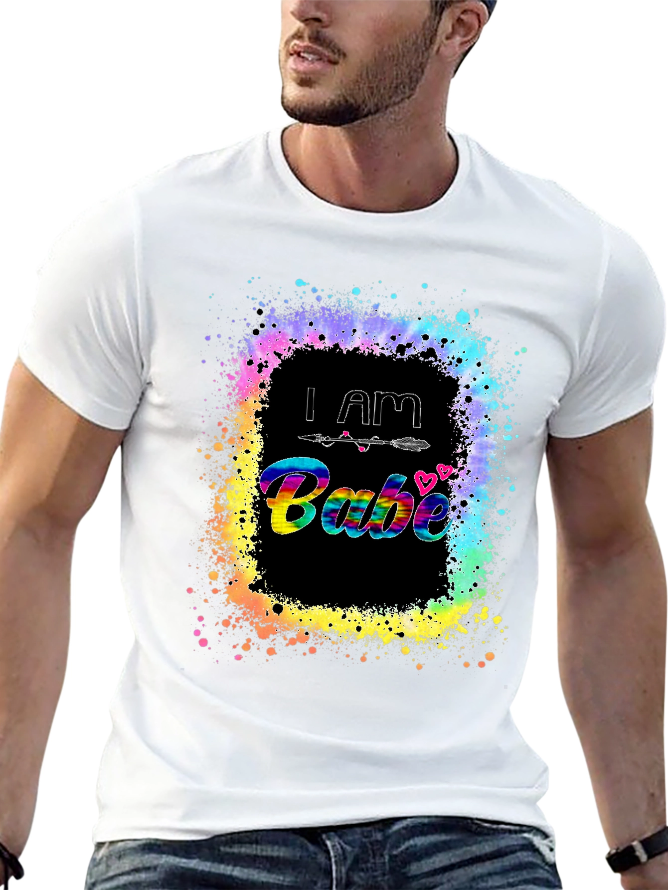 I AM Babe Tie-Dye Splatter Graphic T-Shirt