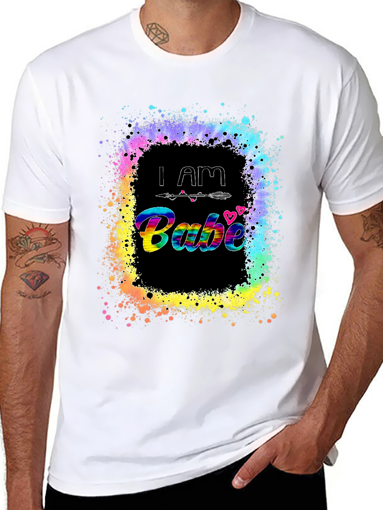 I AM Babe Tie-Dye Splatter Graphic T-Shirt