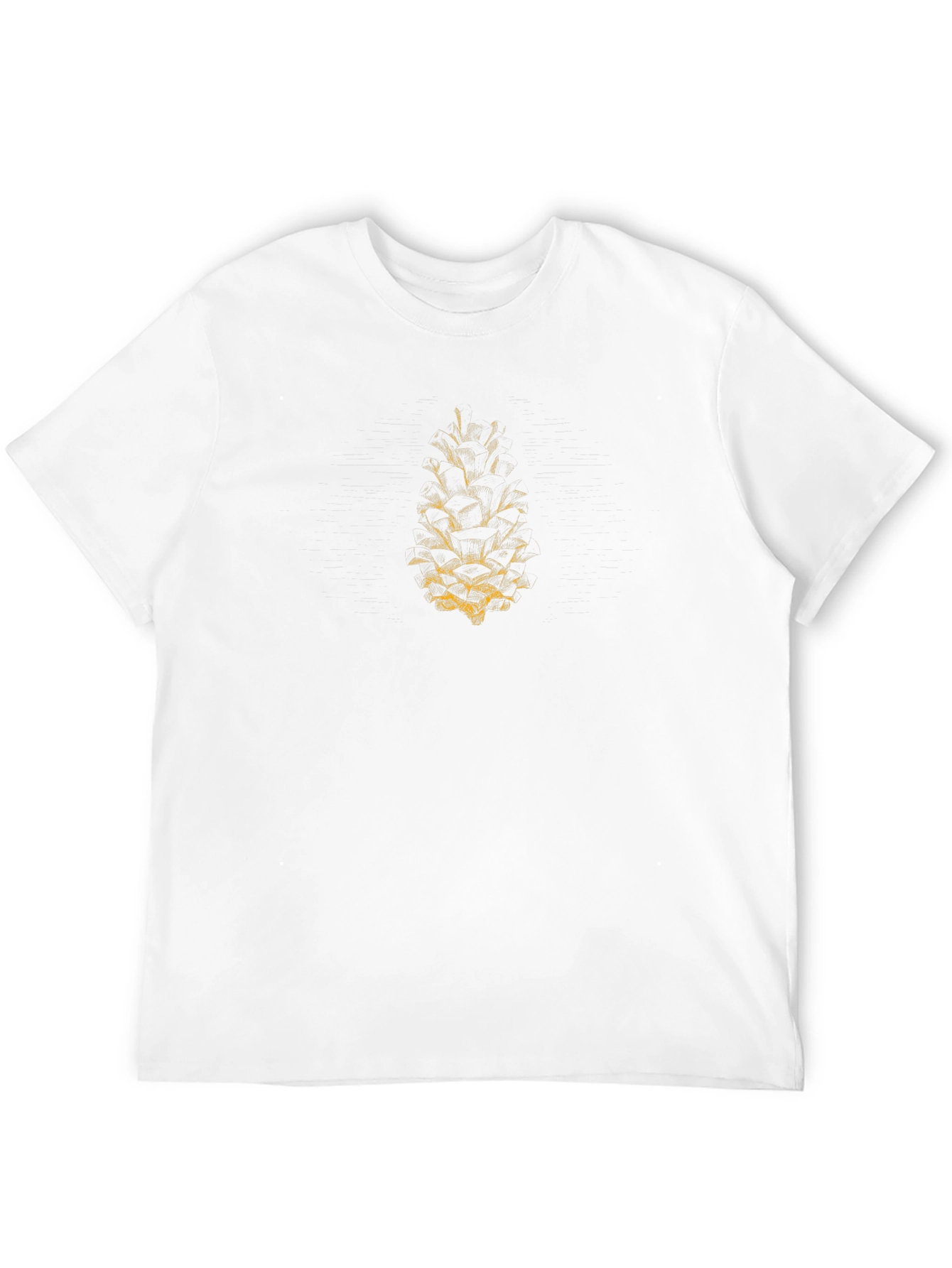 Mens Black T-Shirt with Gold Pinecone Graphic