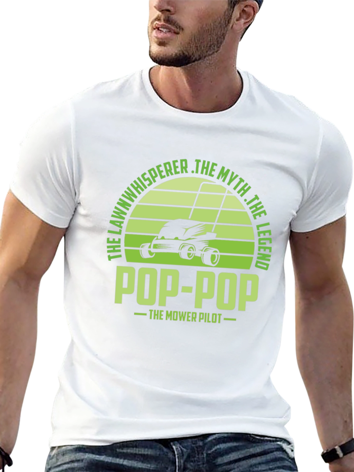 Pop-Pop the Mower Pilot T-Shirt - Lawn Whisperer Legend