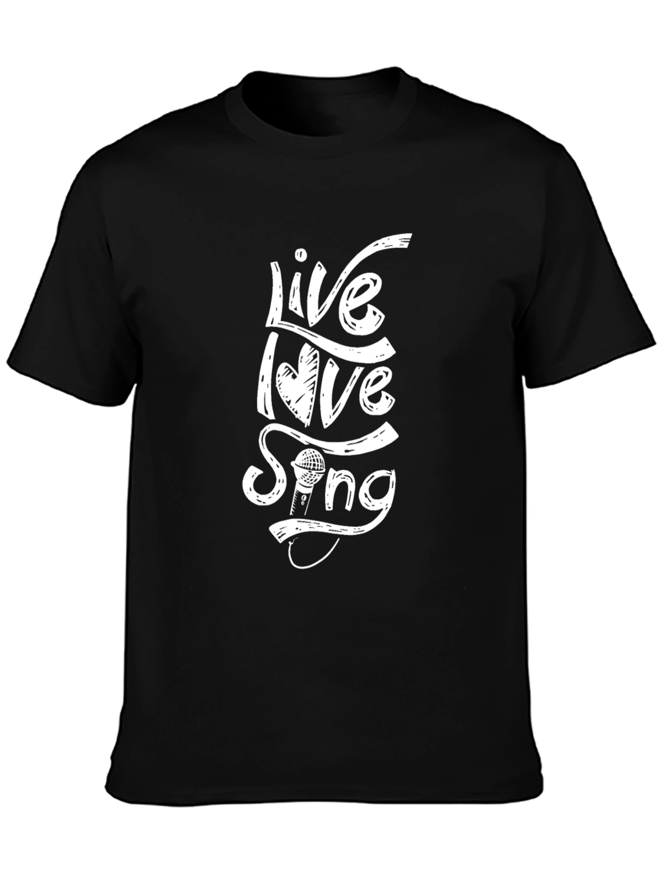 Live Love Sing Graphic Tee - Black Cotton T-Shirt