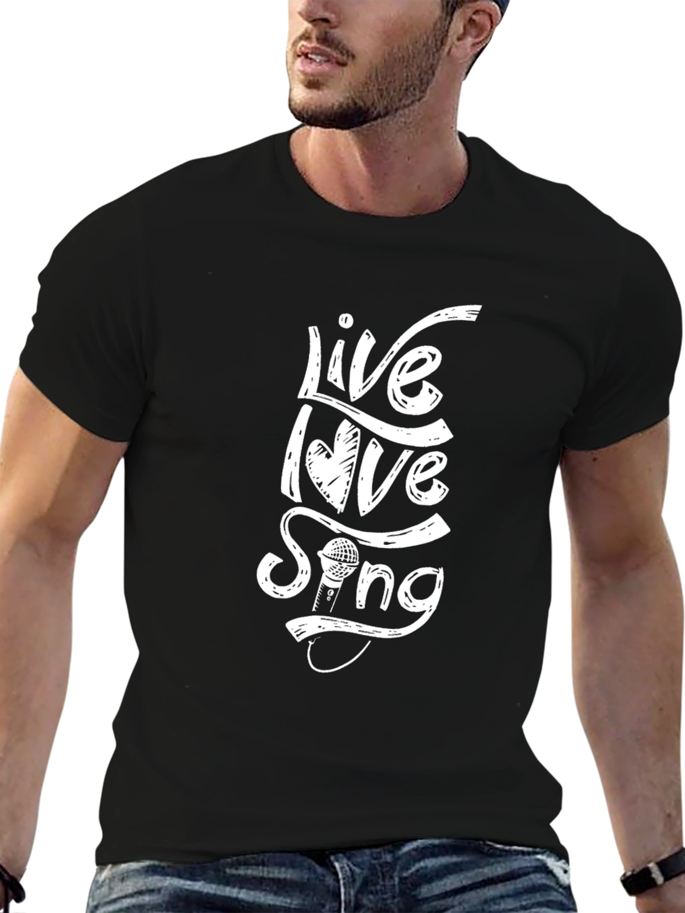 Live Love Sing Graphic Tee - Black Cotton T-Shirt