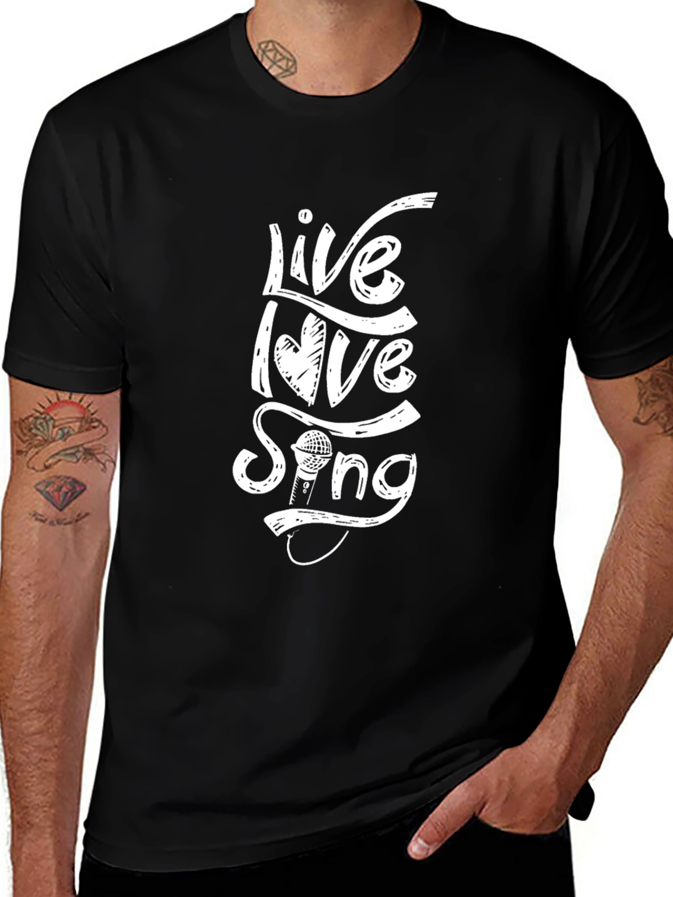 Live Love Sing Graphic Tee - Black Cotton T-Shirt
