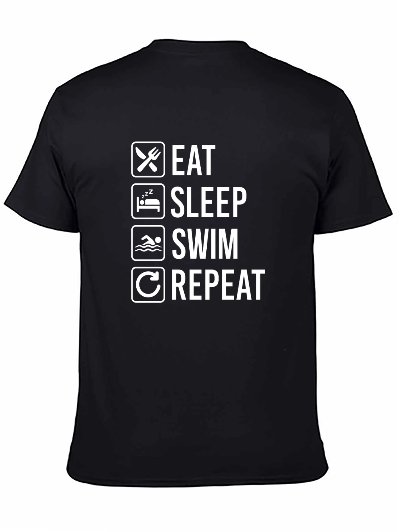 Eat Sleep Swim Repeat Black T-Shirt
