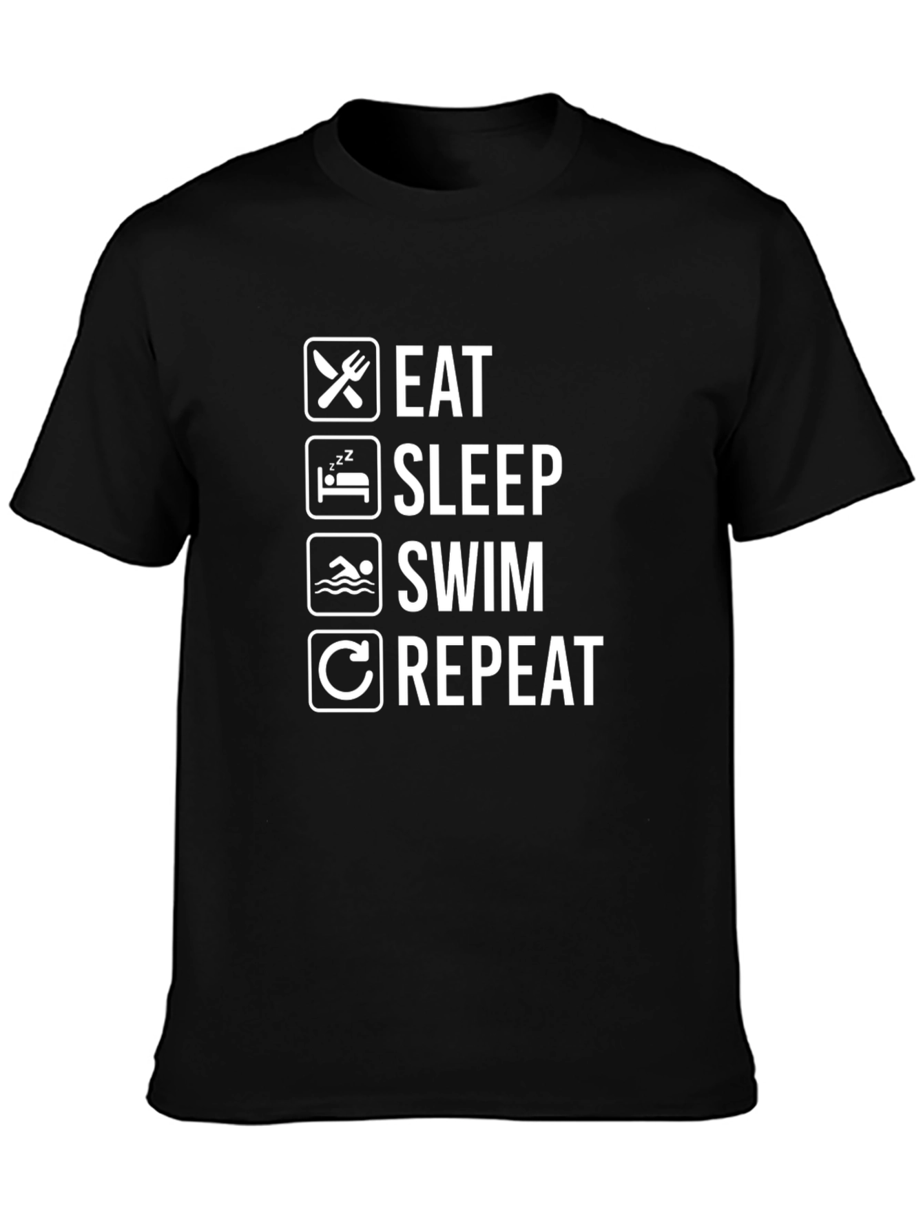 Eat Sleep Swim Repeat Black T-Shirt