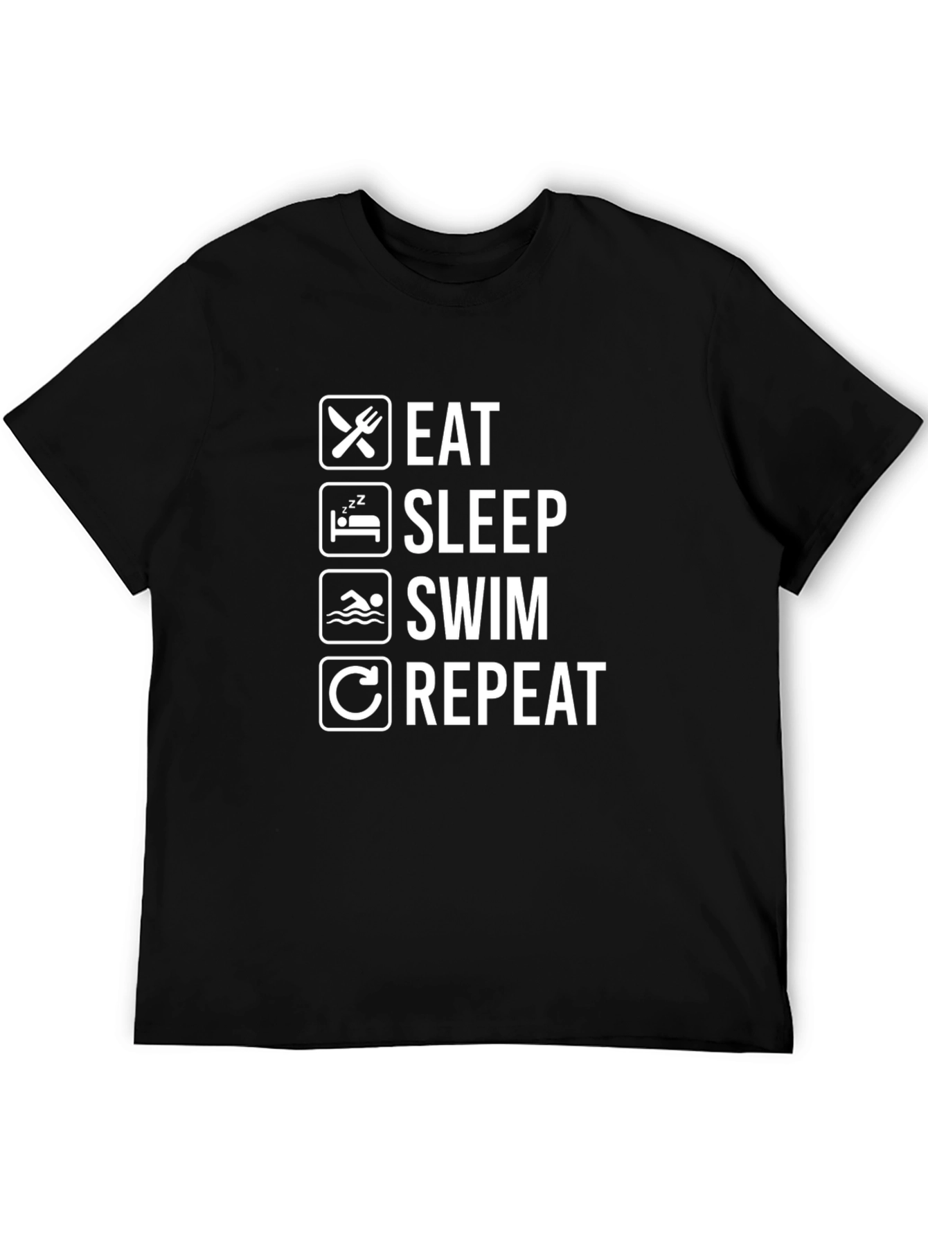 Eat Sleep Swim Repeat Black T-Shirt
