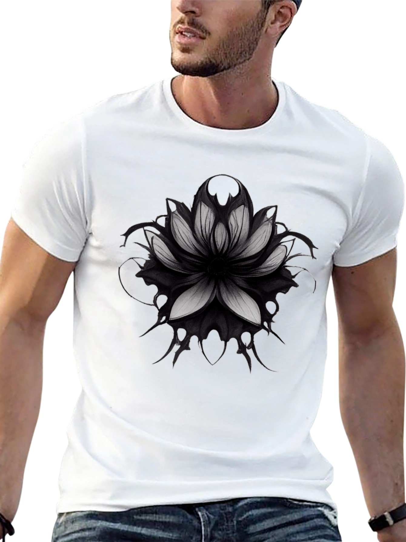Lotus Mandala Graphic Black T-Shirt