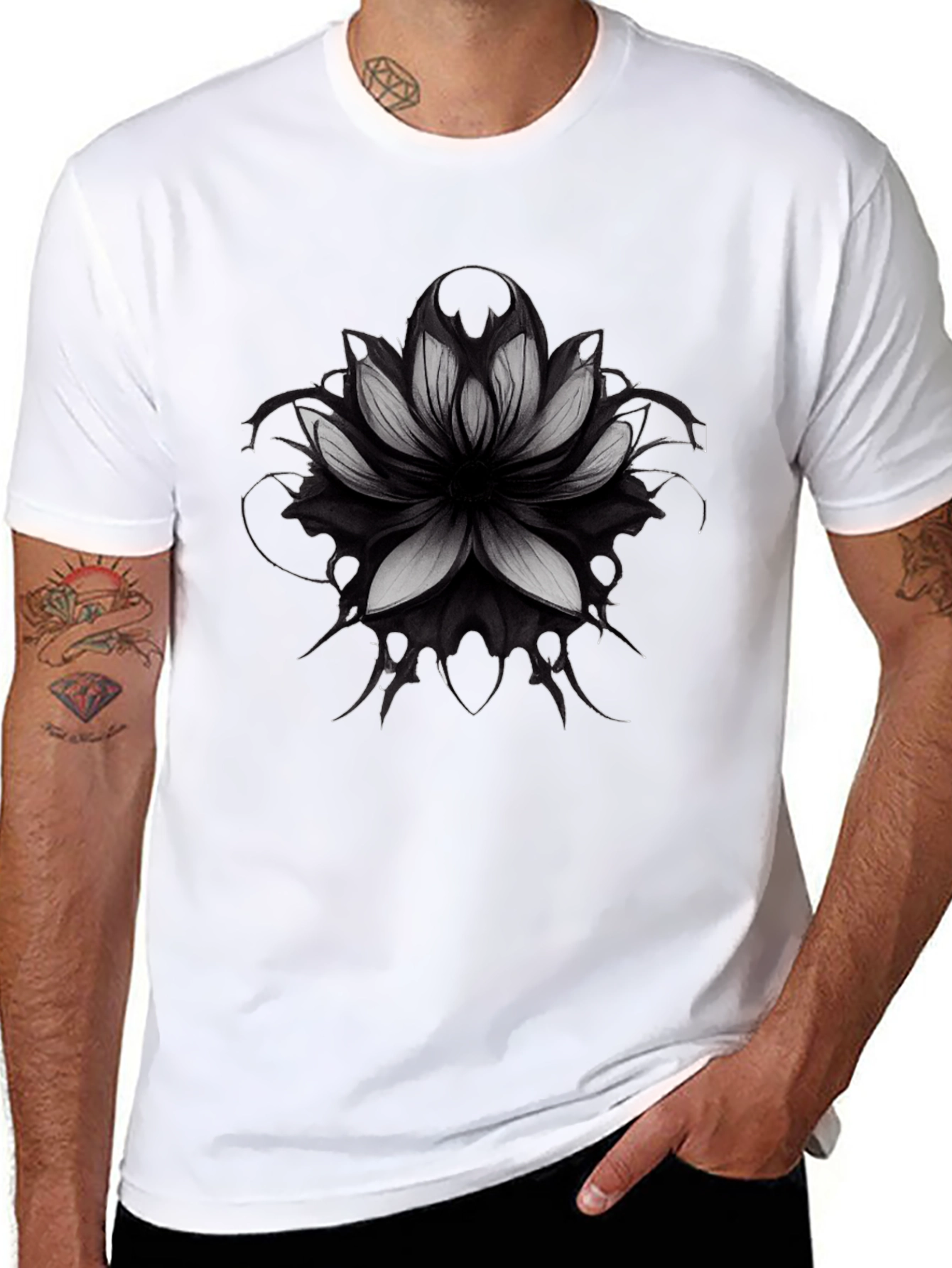 Lotus Mandala Graphic Black T-Shirt