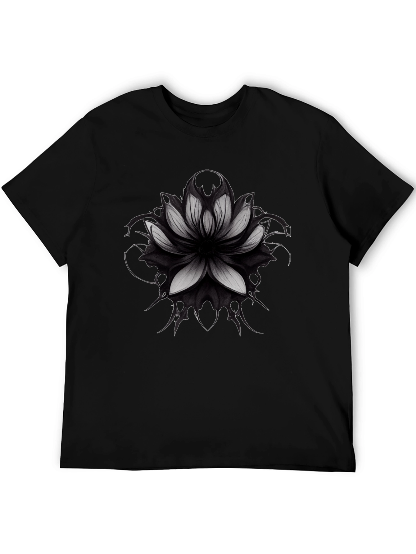 Lotus Mandala Graphic Black T-Shirt
