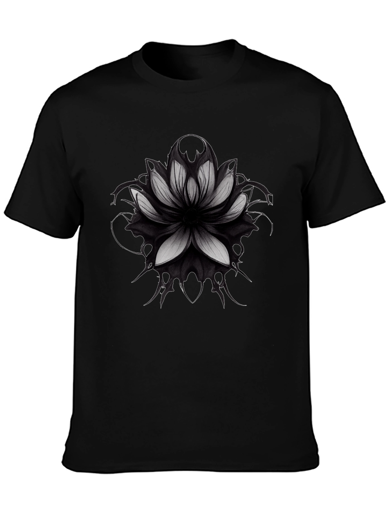 Lotus Mandala Graphic Black T-Shirt