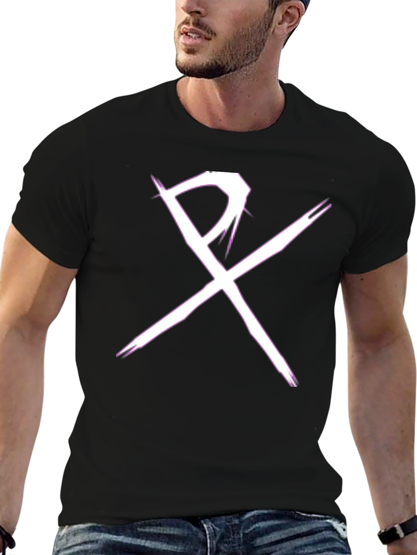 Chi Rho Symbol Graphic Tee - Stylish Black T-Shirt