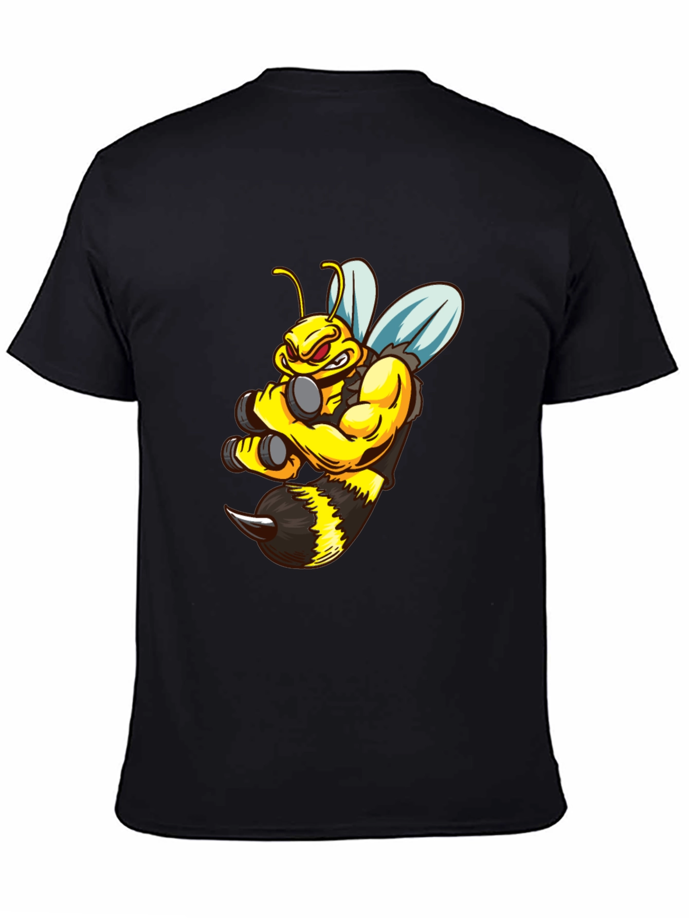 Funny Muscular Bee T-Shirt - Black Cotton Tee